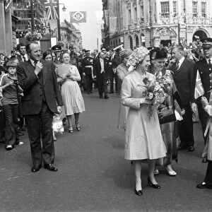 Queen Elizabeth II during her visit to Birmingham, West Midlands for her Silver Jubilee