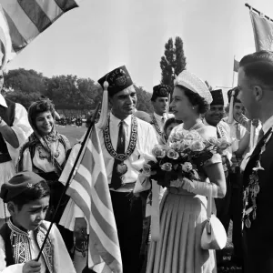 Queen Elizabeth II during her visit to Canada. The Queen meets men