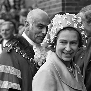 Queen Elizabeth II during her visit to Dudley, the West Midlands for her Silver Jubilee