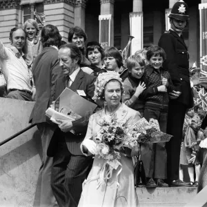 Queen Elizabeth II visiting Birmingham during her Silver Jubilee tour. West Midlands Queen Elizabeth II visiting Birmingham during her Silver Jubilee tour. West Midlands