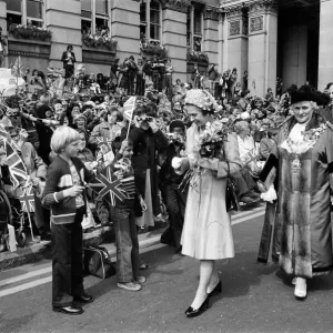 Queen Elizabeth II visiting Birmingham during her Silver Jubilee tour. West Midlands Queen Elizabeth II visiting Birmingham during her Silver Jubilee tour. West Midlands