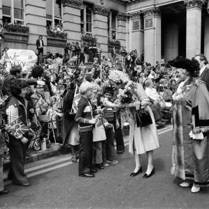 Queen Elizabeth II visiting Birmingham during her Silver Jubilee tour. West Midlands Queen Elizabeth II visiting Birmingham during her Silver Jubilee tour. West Midlands