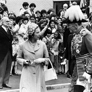 Queen Elizabeth II visiting Wales during the silver jubilee tour. June 1977