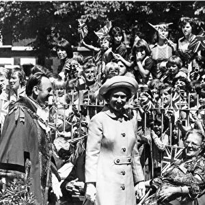 Queen Elizabeth II visits the Aromatic Gardens in St Helens, Merseyside