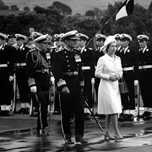Queen Elizabeth II visits Britannia Royal Naval College, Dartmouth. 31st July 1972