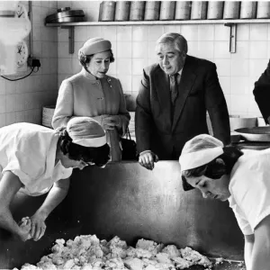 Queen Elizabeth II Visits Mollington Grange Cheese Farm Print 1979 Queen Elizabeth II Visits Mollington Grange Cheese Farm Print 1979