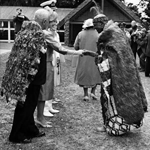 Queen Elizabeth II Visits New Zealand February 1963. The Queen shakes hands with