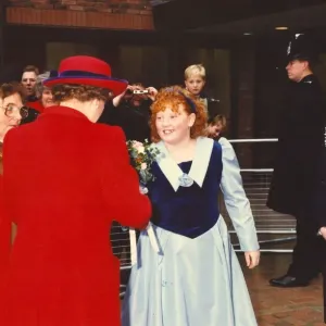 Queen Elizabeth II visits the North East - is presented a posy from Claire Kelly Queen Elizabeth II visits the North East - is presented a posy from Claire Kelly