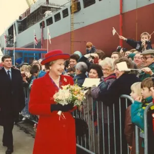 Queen Elizabeth II visits the North East - at Swan Hunter Shipyard to launch the James Queen Elizabeth II visits the North East - at Swan Hunter Shipyard to launch the James