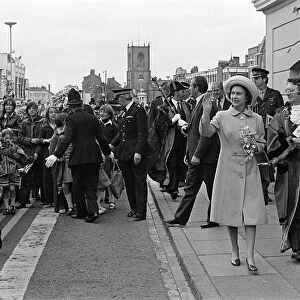 Queen Elizabeth II visits Stockton Town Centre during her Silver Jubilee tour