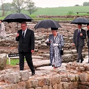 Queen Elizabeth II visits Vindolanda Roman Fort, Hadrian