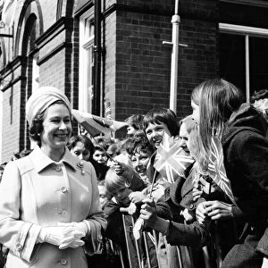Queen Elizabeth II visits Wrexham, Wales. 25th May 1976
