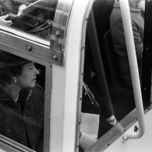 Queen Elizabeth II at The Way We Were Museum at Wigan Pier. 21st March 1986