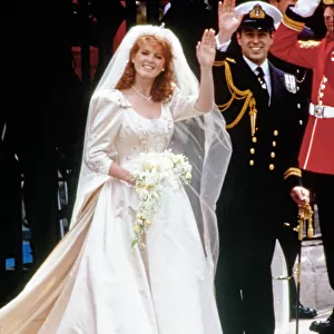 Queen Elizabeth IIs son, Prince Andrew, marries Sarah Ferguson at Westminister Abbey