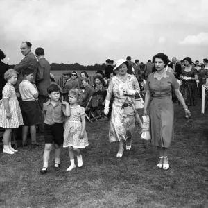 Queen Elizabeth II and Queen Mother Attend Polo Match Print 1955
