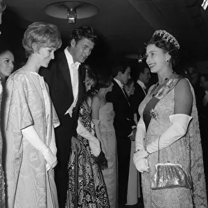 Queen Elizabeth ll meets actor Bill Travers and actress Virginia McKenna at the Royal