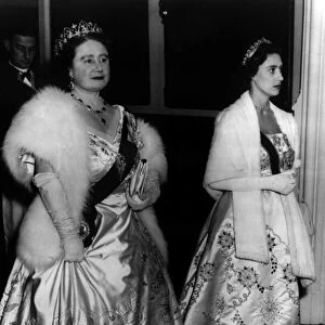 Queen Elizabeth (now Queen Mother) and Princess Margaret at Lambeth Palace for