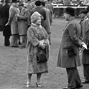 Queen Elizabeth the Queen Mother March 1962 at Cheltenham racecourse in 1962