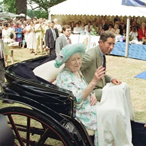 Queen Elizabeth The Queen Mother and Prince Charles, Prince of Wales at Sandringham