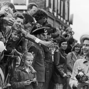 The Queen and mayor of Stockton seen here meeting the crowds gathered to greet the Queen