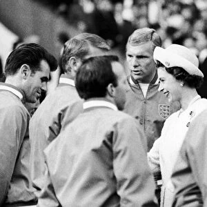 The Queen meets the England team with Bobby Moore. Queen Elizabeth II accompanied