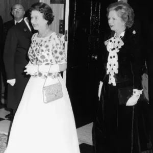 The Queen is met by Prime Minister Margaret Thatcher at number 10 Downing Street for a The Queen is met by Prime Minister Margaret Thatcher at number 10 Downing Street for a