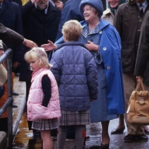 Queen Mother August 1986 with Peter Phillips and Zara Phillips in Scabster Prince Charles