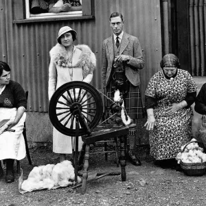 Queen Mother with King George VI 1937 spinning wheel