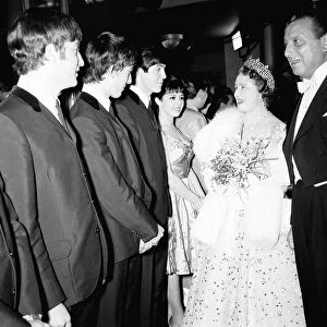 Queen Mother meets The Beatles at Royal Variety Performance at The Prince of Wales