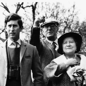 Queen Mother and Prince Charles and Duke of Beaufort at the Badminton Horse Trials