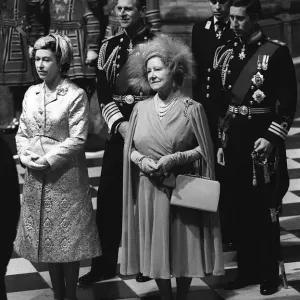 The Queen Mother in St Pauls Cathedral for the Thanksgiving Service with other members of