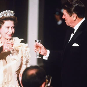 The Queen and President Reagan seen here at the De Young Museum in San Francisco
