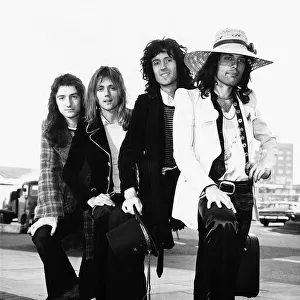 Queen Rock Pop Group - left to right John Deacon Roger Taylor Brian May & Freddie