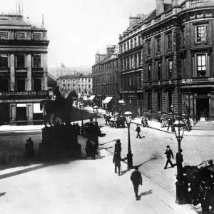 Queen Street corner with Ingram Street at Exchange Square Victorian Glasgow street scene Queen Street corner with Ingram Street at Exchange Square Victorian Glasgow street scene