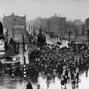 Print of Queen Victoria Square, Hull, Yorkshire on VE Day Print of Queen Victoria Square, Hull, Yorkshire on VE Day