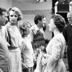 The Queen visits cast and crew on the set of BBC TV Series The Good Life The Queen visits cast and crew on the set of BBC TV Series The Good Life