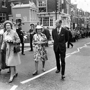 The Queen visits Congleton, Manchester 4th May 1972. Walking down High Street with