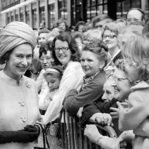 The Queen visits Manchester, 23rd June 1971. Walking through Spinningfield The Queen visits Manchester, 23rd June 1971. Walking through Spinningfield