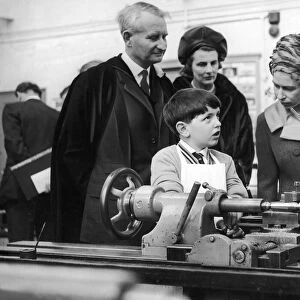 The Queen visits Manchester. Stops to talk to a young boy. March 1965