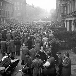 Queues of Arsenal fans ring their Highbury stadium hoping to get a ticket for the FA semi