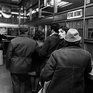 Queues in Hanover Street Post Office, Liverpool, for petrol coupons. 29th November 1973