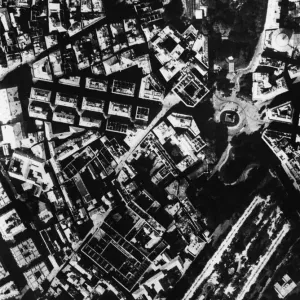 R. A. D. Raids on Genoa. The draughtboard effect of shadows falling inside roofless