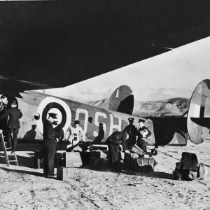 R. A. F in Greece. A British official photo of the R. A. F arriving in Greece, R. A R. A. F in Greece. A British official photo of the R. A. F arriving in Greece, R. A