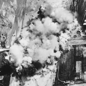 R. A. F. Marauders attack a railway bridge in Italy between Ancona
