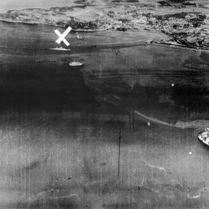 R. A. F. photograph showing the 26, 000 ton German Battle-cruiser Scharnhorst in Trondheim R. A. F. photograph showing the 26, 000 ton German Battle-cruiser Scharnhorst in Trondheim