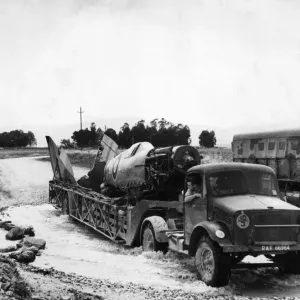 R.A.F. Salvage Unit Print with Damaged Spitfire in Tunisia