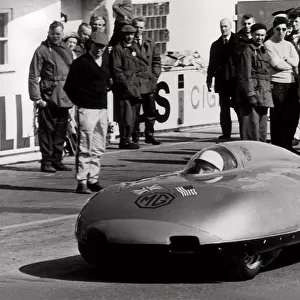 RACING DRIVER STIRLING MOSS IN THE EX181 RECORD BREAKING M. G