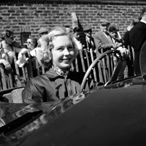 Racing at Goodwood, Carol Fisher, one of the drivers in the ladies race. 1st June 1955
