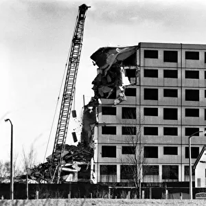 Radshaw Court Flats on the Ravenscourt Estate, Kirkby, in the process of being demolished