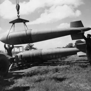 The RAF 12000 lb Tallboy bomb Print, a wartime photograph issued June 1945 The RAF 12000 lb Tallboy bomb Print, a wartime photograph issued June 1945